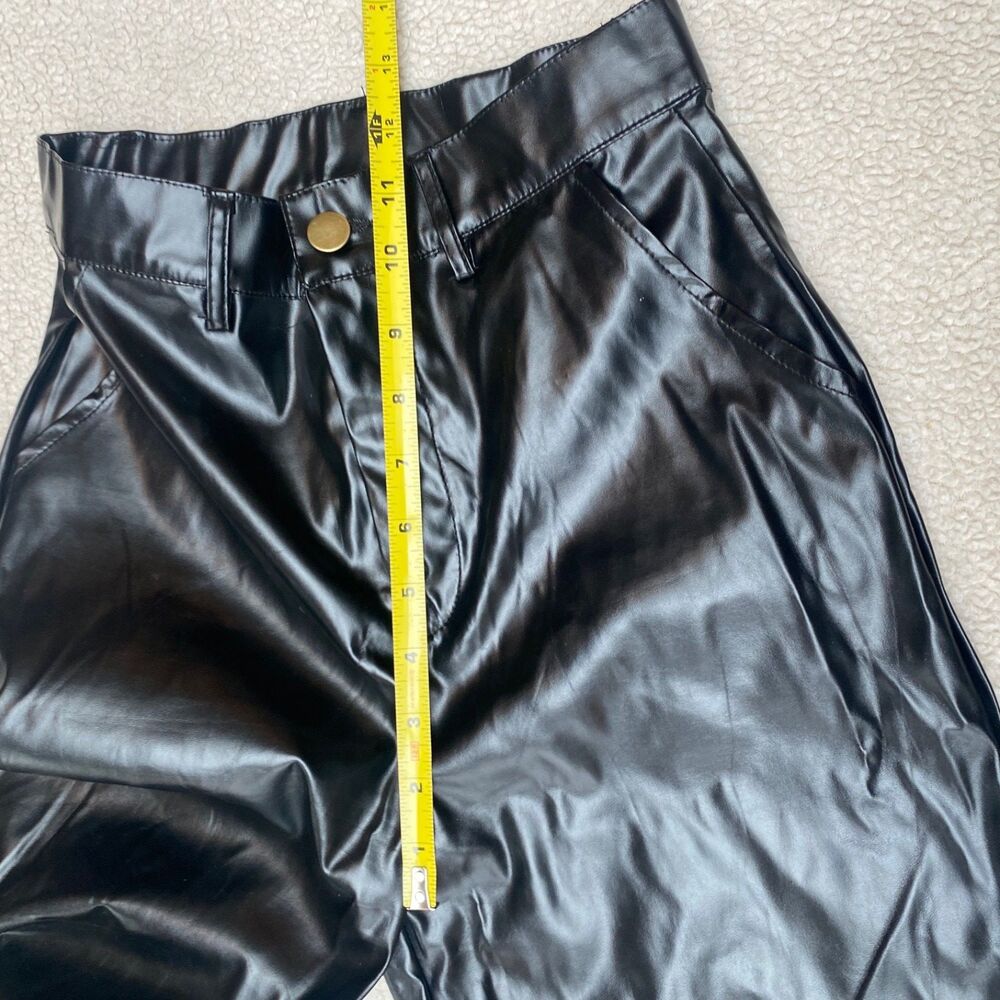 Black Vegan Leather Women’s Size 8 NEW Pleather Pants - Picture 13 of 14